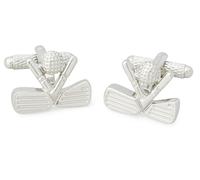 Golf Clubs & Ball Cufflinks - Onyx Art CK218 Mens Wedding Novelty Gift Cuff Link In Premier Life Packaging