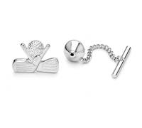 Golf Clubs & Ball Tie Pin for Men - Onyx Art TP13 Premium Golf Tie Tack, Metal Necktie Accessory for Formal Shirts, Golf Enthusiasts & Business Wear