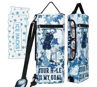 Golf Cooler Bag Plus Ice Pack Soft Sided Insulated Cooler Bag- Holds 6 Pack of Cans or 2 Wine Bottles - Grey Camo Golf Beer Sleeve Black Fits Discreetly in Golf Bags