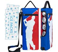 Golf Cooler Bag Plus Ice Pack Soft Sided Insulated Cooler Bag- Holds 6 Pack of Cans or 2 Wine Bottles - Grey Camo Golf Beer Sleeve Black Fits Discreetly in Golf Bags
