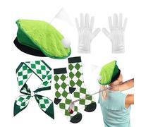 Golf Costume, Funny Dress, Funny Novelty Golfer's Hat, Party Set, Lightweight Festive Accessories with Beret, Scarf, Gloves and Stockings and Funny Outfit for Men or Women, Great for