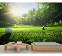 Golf Course 3D Wallpaper, Golf Wall Mural, Sports Murals for Living Room Bedroom Office Hotel Bar Ceiling Decor - 250x175cm