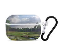 Golf Course Airpod Pro Case AirPods 2 Case for Women Hard Shell Protective Cover with Carabiner Keychain Compatible with AirPods Case 2nd 1st Generation, Front LED Visible White