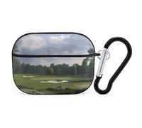 Golf Course AirPods Pro 2 Case Cover, Shockproof Hard Shell Protective Case for Women Men, Compatible with Airpod Pro Case 2nd/1st Generation with Keychain-Black