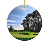 Golf Course and tree Print Christmas Tree Ceramic Ornaments Festive Home and Shops Xmas Decor for Easy Hanging