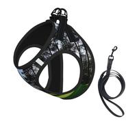 Golf Course and Tree Print Soft Mesh Dog Harness and Leash Set Pet Puppy Cat Comfort Padded Vest No Pull Harnesses