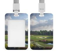 Golf Course Badge Holder Vertical Name Tag Holder Waterproof ID Protector Cover with Durable Detachable Lanyard for Office Factory Teachers
