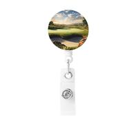 Golf Course Badge Reels Retractable with Belt Clip, Lightweight Plastic Name Card Holder Retractable Keychain ID Badge Holder Funny Name Badge Clip for Work Nurse Gifts