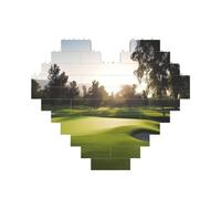 Golf Course Building Brick Block Puzzle Heart Shaped, Personalized Picture Puzzles Photo Jigsaw Puzzles for Adults 3D Micro Building Blocks for Home Decor Bricks Set