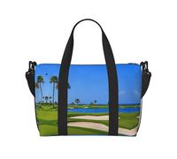 Golf Course by The Sea Print Gym Bag for Women, Weekender Overnight Bag,Personal Item Bag, Shoulder Bag for Women Men,One Size