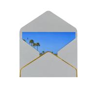 Golf Course By The Sea Print Horizontal Gold-Edged Pearl Greeting Card W/Envelope-Holiday,Birthday,Anniversary,Party(2pcs)