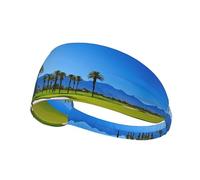 Golf Course By The Sea Print Non-Slip Elastic Running Headband, Sweat Absorbing Stretchy Hair Bands For Gym Yoga, Soft Skin-Friendly Foldable Workout Headband