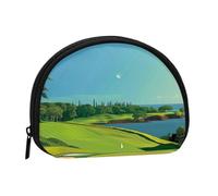 Golf Course by The sea Printed Coin Purse for Women Cute Small Change Wallet Mini Coin Purses Pouch with Zipper