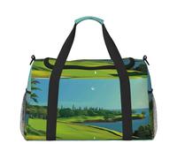 Golf Course by The sea Printed Travel Duffle Bag for Men Women Large Sport Gym Bag Handbag with Shoulder Strap for Travel Weekend Fishing Hunting