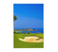 golf course by the sea Prints Wooden Jigsaw Puzzle 300-Piece in Plastic Box, 26x38 CM Eco-Friendly Educational Puzzle for Family Fun & Adult Relaxation