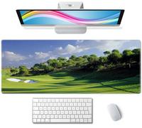 Golf Course Desk Mat Green Large Extended Mouse Pad XL Desk Pad Gaming Mousepad Keyboard Mouse Mat for Computer Laptop 31.5''X11.8'' Non-Slip Rubber Base with Stitched Edges