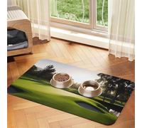 Golf Course Dog Food Mats for Floors, 12x18 Inch Non-Slip Super Absorbent Pet Food Mat, Dishwasher Dog Mat for Food and Water, Cute Quick Dry Pet Feeding Mat for Dogs Puppy Cats