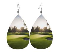 Golf Course Earrings for Women Teardrop Dangle Earrings Boho Lightweight Unique Leather Earrings Fashion Pendant for Birthday Gift Fashion Jewelry