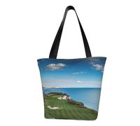Golf Course Fashion Canvas Tote Bag With All Over Print Design,Large Reusable Shopper Tote With Double Handles,Beach Tote, Weekend Bag