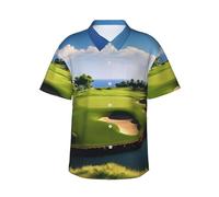 Golf Course Hawaiian Shirt for Men Beach Shirts Unisex Tropical Tops Summer Button Down Short Sleeve