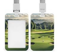 Golf Course Id Badge Holder with Breakaway Lanyard Abs Plastic Name Tag Holder Vertical Clear Front Window Push Slide Card Protector Gift for NurseTeacher Office Staff & Events