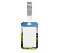 Golf Course ID Badge Holder with Lanyard Vertical Hard Plastic ID Card Case with Clear Window, Waterproof Work Badge Sleeve Fashion Card Protector Pouch for Women Men