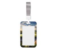 Golf Course ID Badge Holder with Lanyard Vertical Hard Plastic ID Card Case with Clear Window, Waterproof Work Badge Sleeve Fashion Card Protector Pouch for Women Men