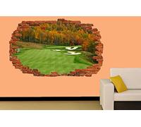 Golf Course in Forest Fairway Smashed Wall Sticker Room Decoration Decal Mural