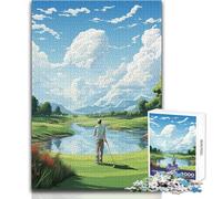 Golf Course Landscape Puzzles for Teenagers 1000 Piece Educational Mental Focus Game Heartwarming Special Present Idea Size 38x52cm