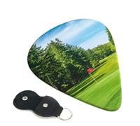 Golf Course Lawn Guitar Picks, 6 Pcs Guitar Plectrums double-sided printing, suitable for acoustic, electric and bass guitars, including 0.46 mm 0.71 mm 0.96 mm