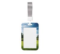 Golf Course Lawn ID Badge Holder with Lanyard Vertical Hard Plastic ID Card Case with Clear Window, Waterproof Work Badge Sleeve Fashion Card Protector Pouch for Women Men