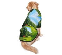 Golf Course Lawn Print Dog Hoodie For Medium To Large Dogs, Warm, Soft, Breathable Sweatshirt, Easy To Wear Jumper For Winter And Fall, Pet Coat Pullover