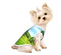 Golf Course Lawn print Dog Shirts for Small Dogs Stretchy T-Shirts Lightweight Tank Top Sleeveless Striped Vest