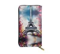 Golf Course Leather Wallets for Women Man, Wallets Large Billfold with 12 Card Slots,Wallet Passport wallet, Eiffel Tower Paris Painting, One Size