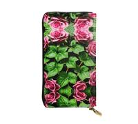Golf Course Leather Wallets for Women Man, Wallets Large Billfold with 12 Card Slots,Wallet Passport wallet, Floral Rose Ivy With Leaves Spring, One Size