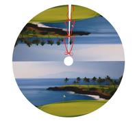 Golf Course Print Christmas Decoration Tree Skirt 30 In/36in/48in,Xmas Thickened Tree Skirts Mat For Holiday Decorative