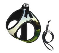 Golf Course print Dog Harness and Leash Set, Reflective Adjustable Puppy Vest for Small Medium Large Dogs, Cats