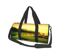Golf Course Print Round Duffel Bag, Canvas Overnight Travel Tote Bag, Waterproof and Tear-Resistant.Foldable Weekend Travel Bag