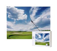 golf course Printed 500 Pieces Jigsaw Puzzle with Storage Box, Wooden Puzzle for Adults and Kids, Family Fun Decorative Game, 52x38 CM