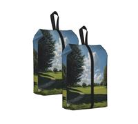 Golf Course Printed Travel Shoe Storage Bag Waterproof Jacquard Fabric is Lightweight, with Strong Handle and Central Zipper.