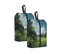 Golf Course Printed Travel Shoe Storage Bag Waterproof Jacquard Fabric is Lightweight, with Strong Handle and Central Zipper.