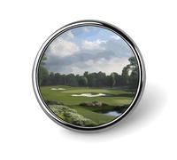 Golf Course Round Badge Brooch Lightweight Lapel Tie Pins Unique Gifts Metal Brooch Badge For Hat Shirt Clothing Bags Decoration