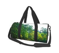 Golf Court Large Round Travel Duffle Bag, Full-Print Canvas Weekender with Padded Lining, Multiple Pockets,Detachable Shoulder Strap and Soft Leather Handles