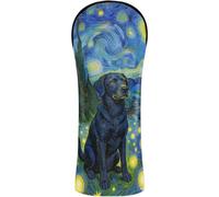 Golf Cover Headcover with Interchangeable No. Tags for Driver Fairway Wood Hybrid Starry Night Black Labrador Art Print Whimsical Post-Impressionist Dog