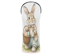 Golf Cover Premium Leather Headcovers with Number Tags for Driver Fairway Hybrid Wood Easter Hare with Daisy & Basket