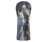 Golf Cover Premium Leather Waterproof Headcover with Number Tags for Driver Hybrid and Fairway Woods Game Anime Winter Playroom Wolf