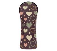 Golf Cover Premium Leather Waterproof Headcover with Number Tags for Woods and Driver Fairway Hybrid Christmas Purple Hearts Stars Holly