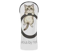 Golf Cover Pu Leather with Number Tag for Fairway Wood Hybrid Cat Letter C Curious by Safaris Graphic