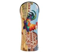 Golf Cover Set Headcover with Number Tags for Fairway Wood Hybrid Cartoon Rooster Farm Cock-a-Doodle-doo Pattern