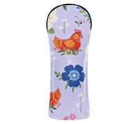 Golf Cover Set Headcovers with Interchangeable No. Tags Designed to Fit All Woods and Drivers Floral Chicken Purple Flower Pattern